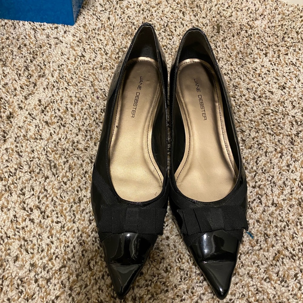 Jane Debster Black Pointy Toe Kitten Heel Shoe Size 8.5
